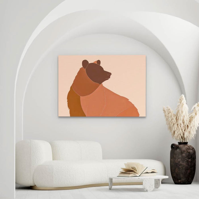 Bored Brown Bear - Minimalist Brown Canvas Wall Art