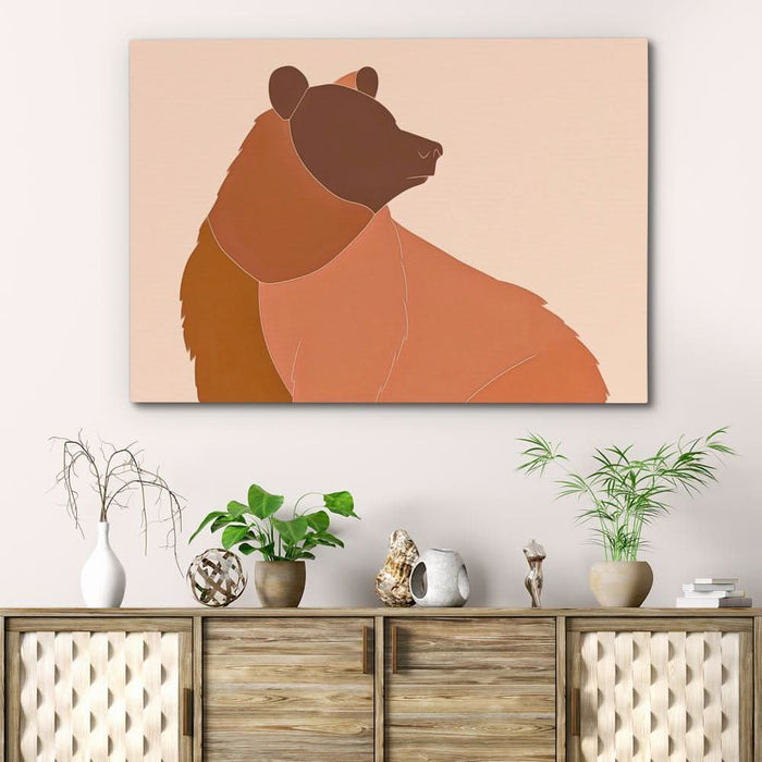 Bored Brown Bear - Large Minimalist Canvas Print