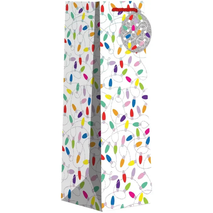 Bottle Tote - Christmas Lights White - 6 Count - XBT509