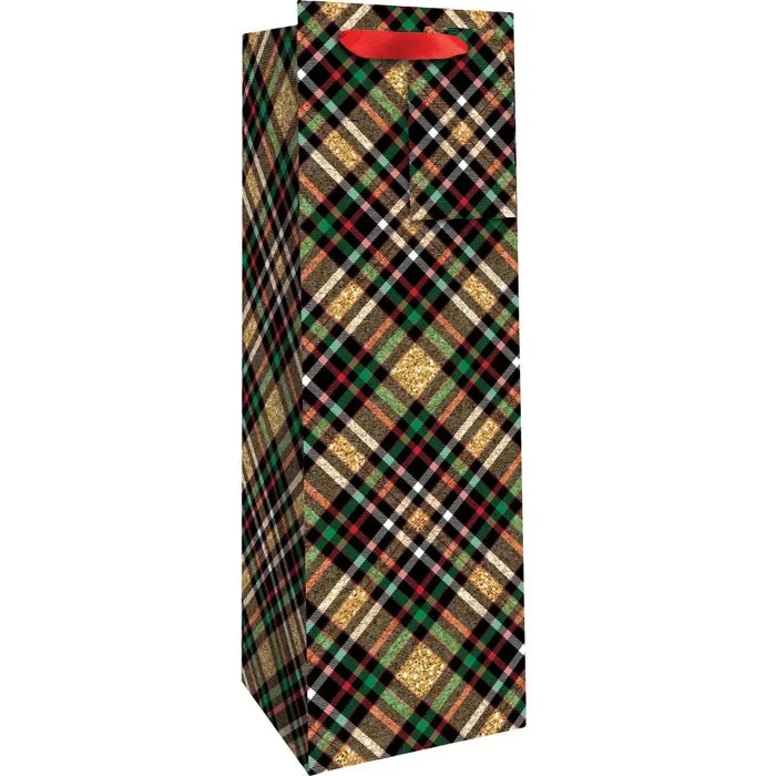 Bottle Tote - Gold Holographic Plaid - XBT728