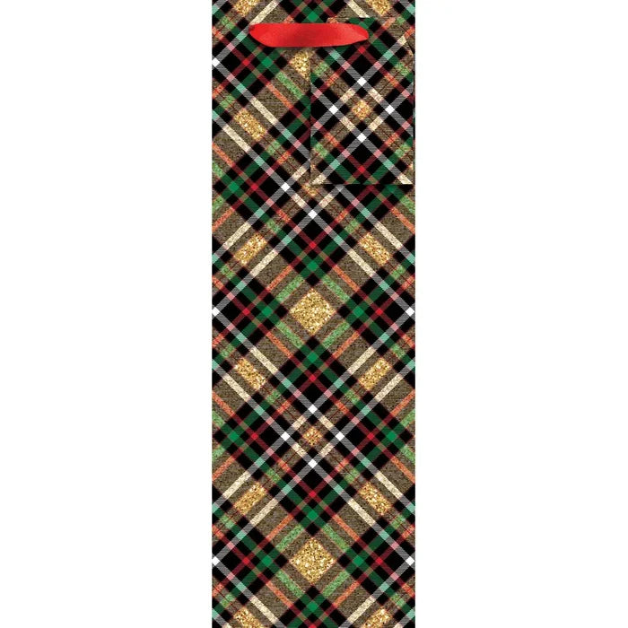 Bottle Tote - Gold Holographic Plaid - XBT728