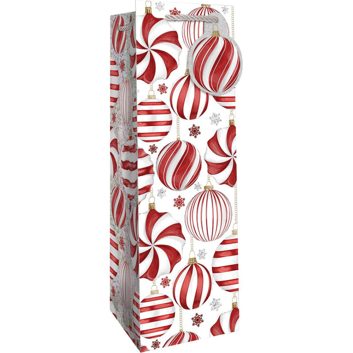 Bottle Tote - Red & White Ornaments - 6 Count - XBT843