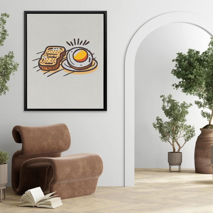 Breakfast Toast - Simple Beige Canvas Wall Art