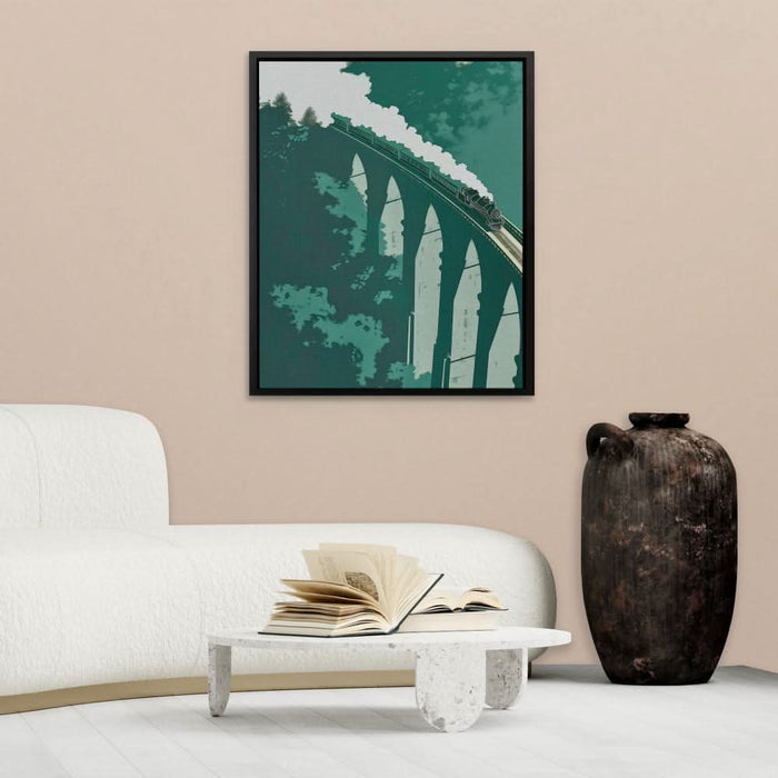 Bridge to Nowhere - Trains Wall Art in Black Frame