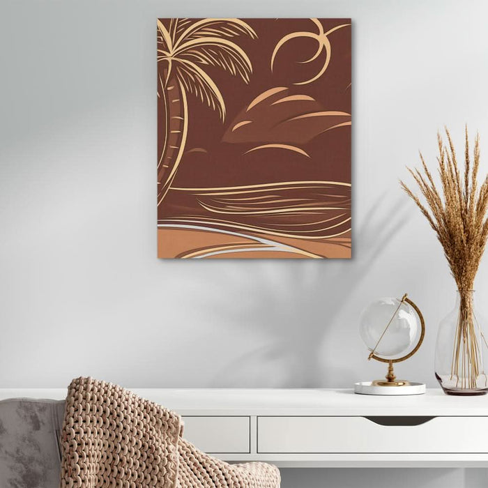 Brown Palm Tree Scene - Beach Art for Bedroom