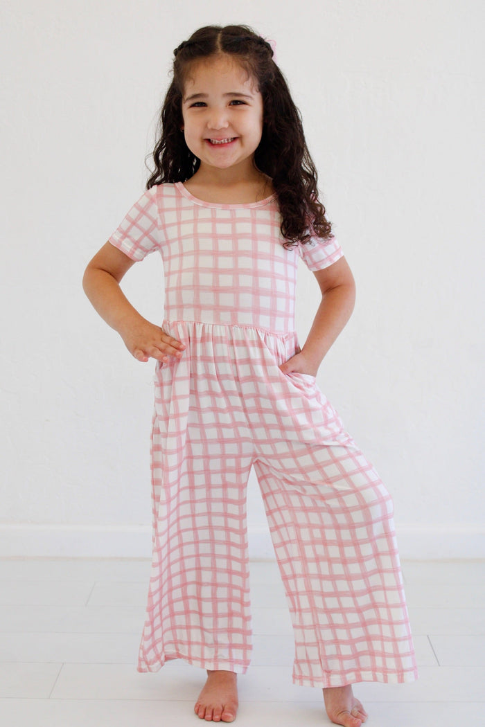 Bubblegum Check Bamboo Romper