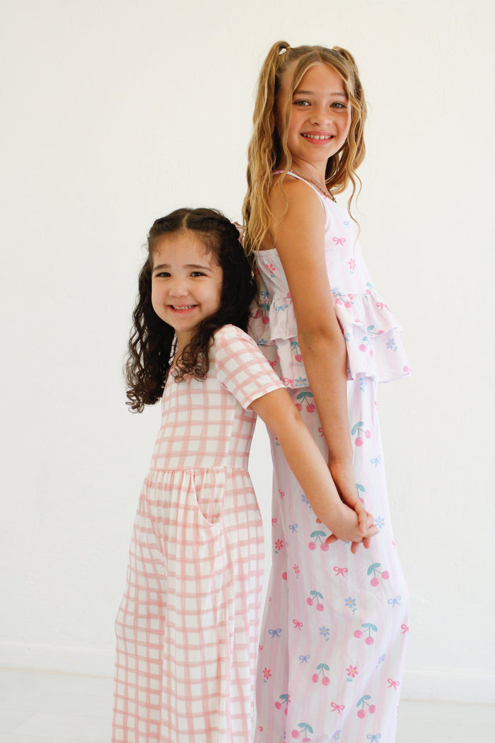 Bubblegum Check Bamboo Romper