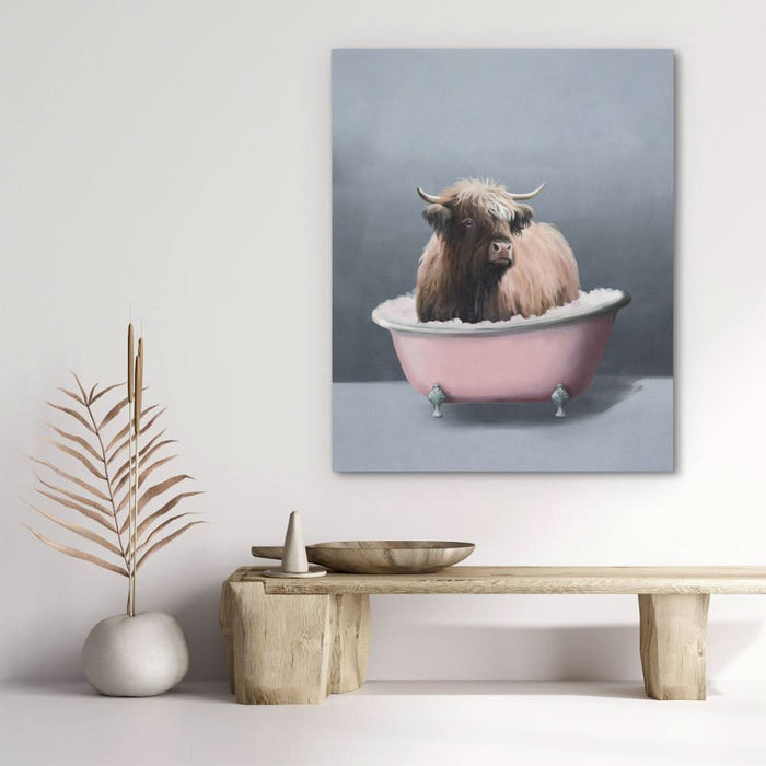 Buffalo In The Bath - Modern Wall Art in Black Frame