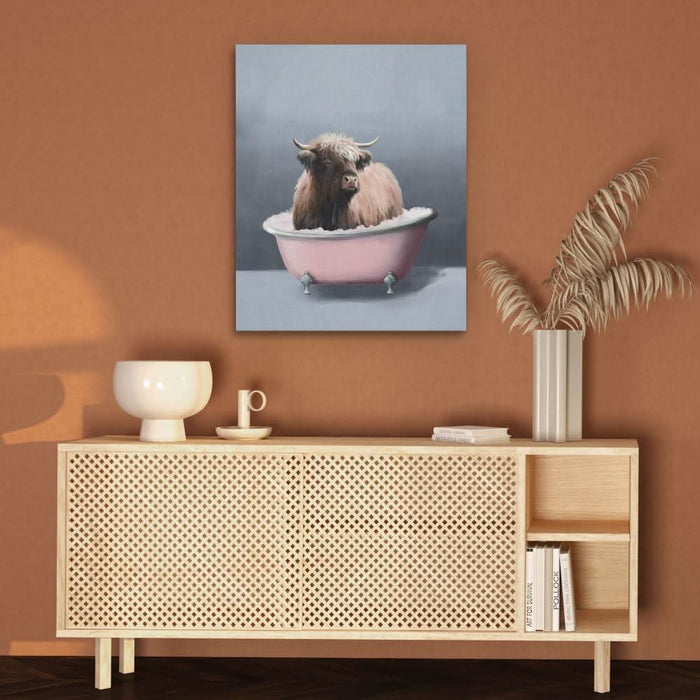 Buffalo In The Bath - Pink Buffalo Canvas Print