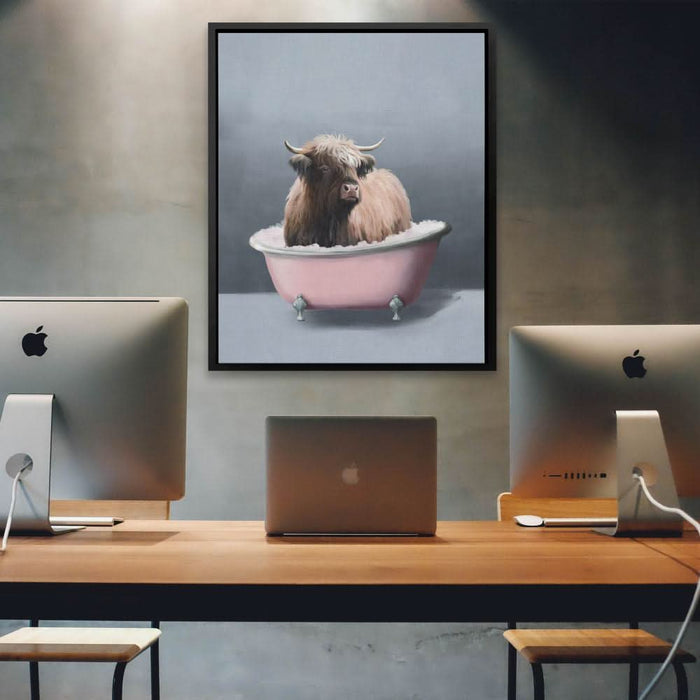 Buffalo In The Bath - Buffalo Wall Art in Black Frame
