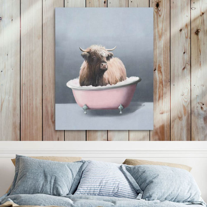 Buffalo In The Bath - Pink Wall Art for Living Room