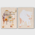 Bull and Cash - Animals Canvas Wall Art