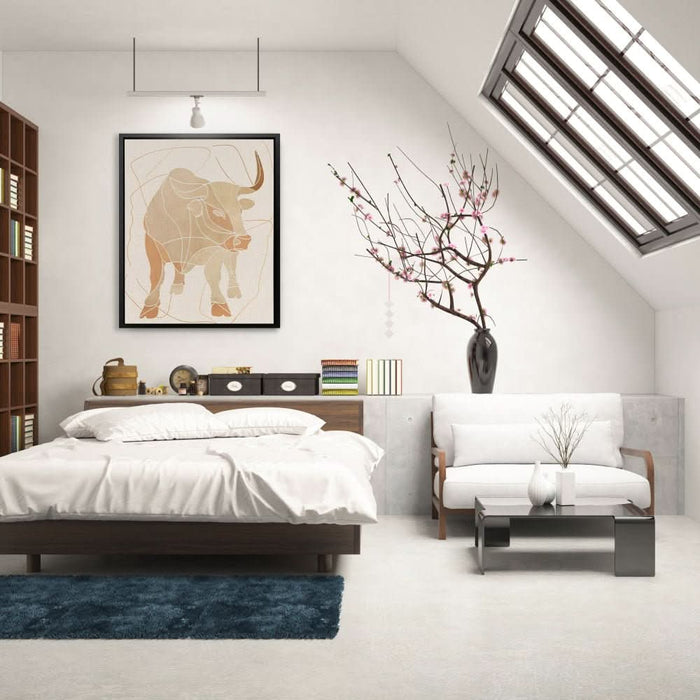 Bull Whispers - Abstract Wall Art in Black Frame