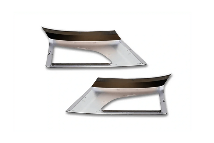 KOZAK compatible with Volvo VNL 2018+ Bumper Corners Chrome Trim w/Fog Light Holes LH RH Pair Set