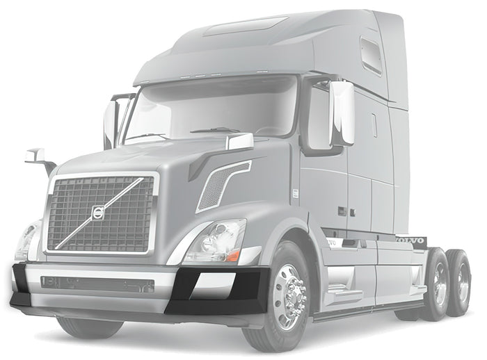 Bumper Corners No Fog Holes Plastic w/Chrome Trims Set 2004-2015 Volvo VNL