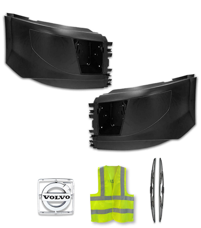 Bumper Corners With Fog Holes Plastic Set 2016-2017 Volvo VNL