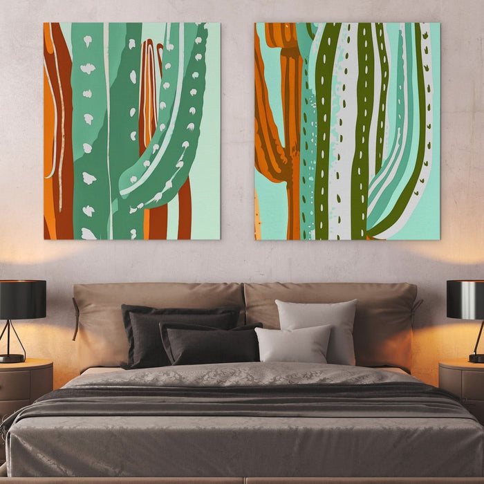 Cactus Oasis Duo - Cactus Art for Bedroom