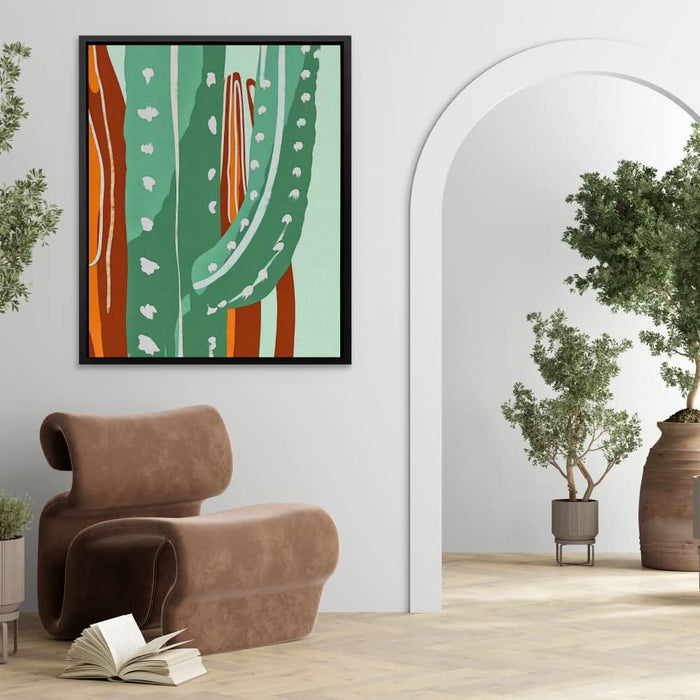 Cactus Spikes - Desert Wall Art in Black Frame
