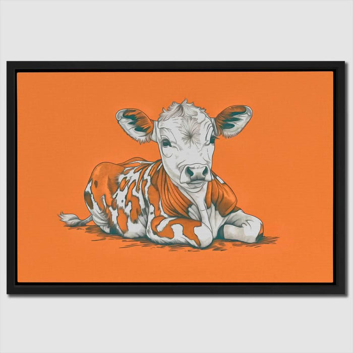 Calf’s Day Out - Orange Baby Animal Canvas Print