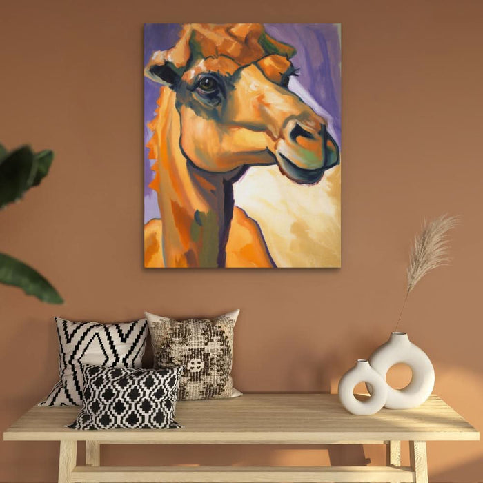 Camel Lilac - Modern Wall Art in Black Frame