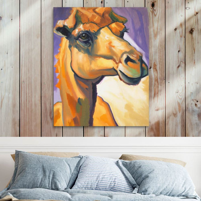 Camel Lilac - Camel Wall Art in Black Frame