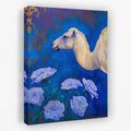 Camel With Blue Flowers - Animals Canvas Wall Art