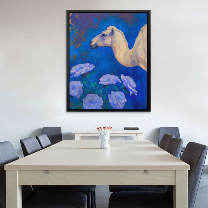 Camel With Blue Flowers - Animals Art for Living Room