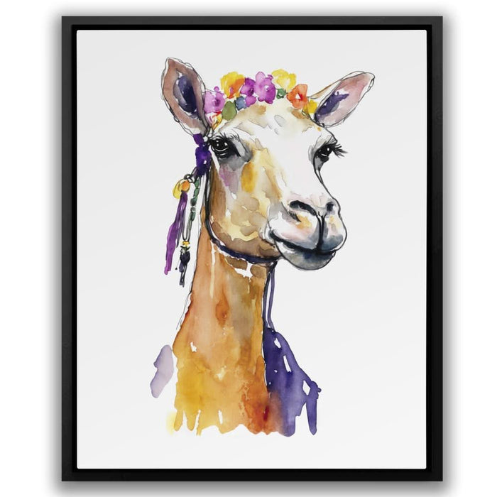 Camel With Flowers - Floral Canvas Print