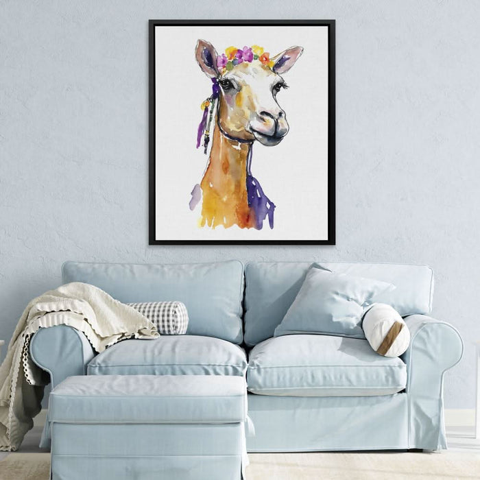 Camel With Flowers - Wall Art for Living Room