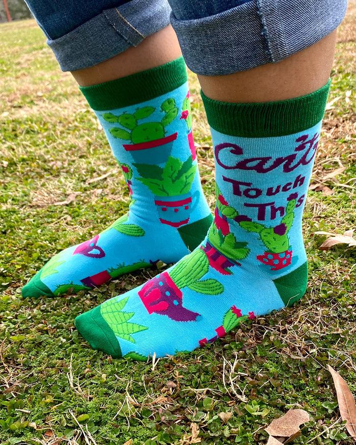 FabDaz funny women's socks with sayings Can't Touch This