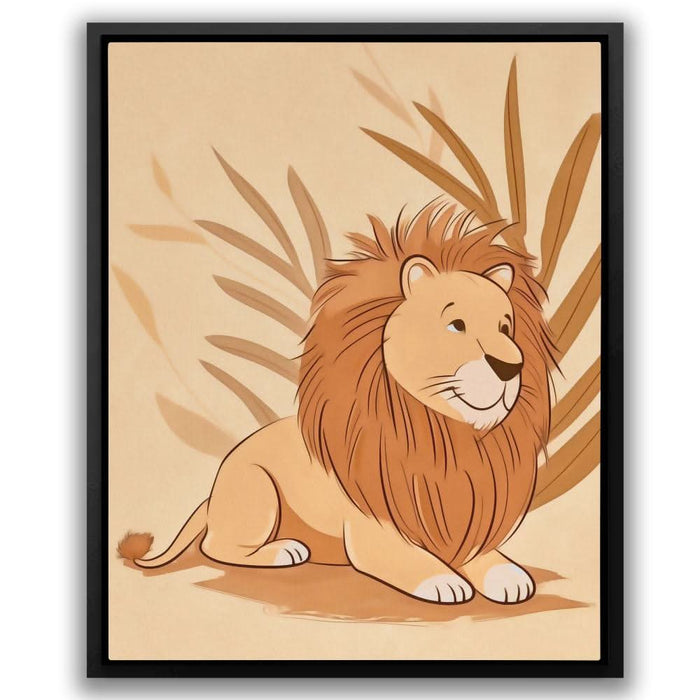 Cartoon Lion - Beige Cartoon Canvas Print