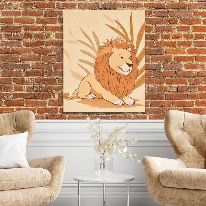 Cartoon Lion - Cartoon Wall Art in Black Frame