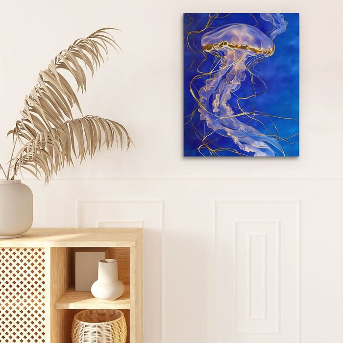 Celestial Blue Jellyfish - Beach House Art for Bathroom