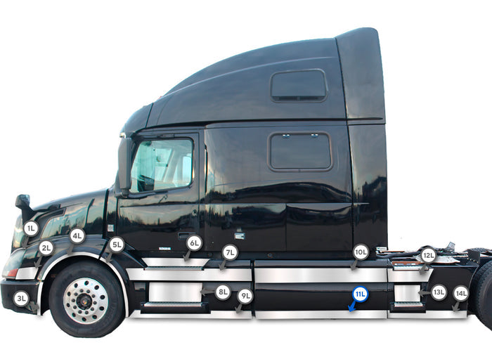 Central Panel Stripe Lower Chrome Trim for Driver Side (11L) 2004-2017 Volvo VNL
