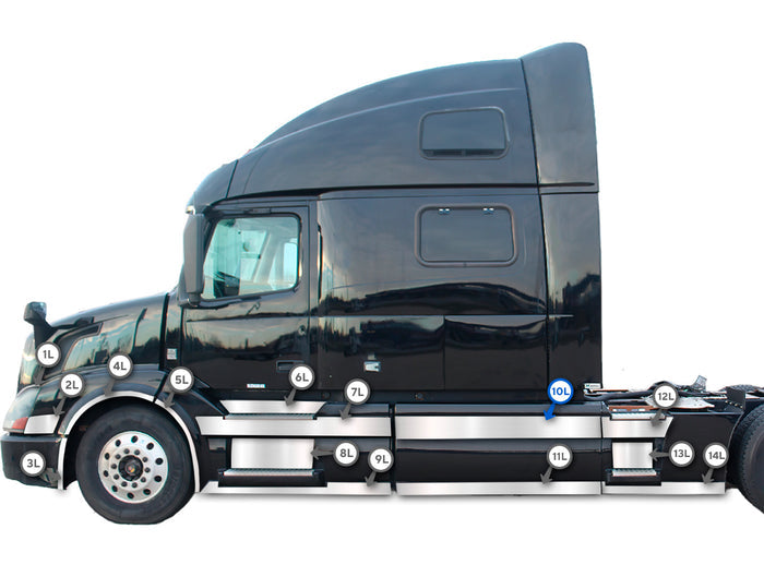 Central Panel Stripe Top Chrome Trim for Driver Side (10L) 2004-2017 Volvo VNL