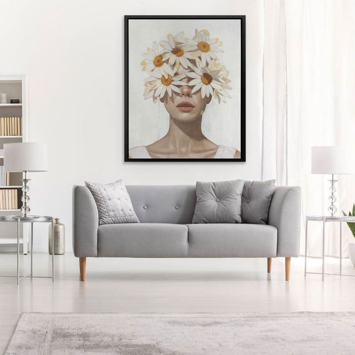 Chamomile Lady - Abstract Wall Art in Black Frame