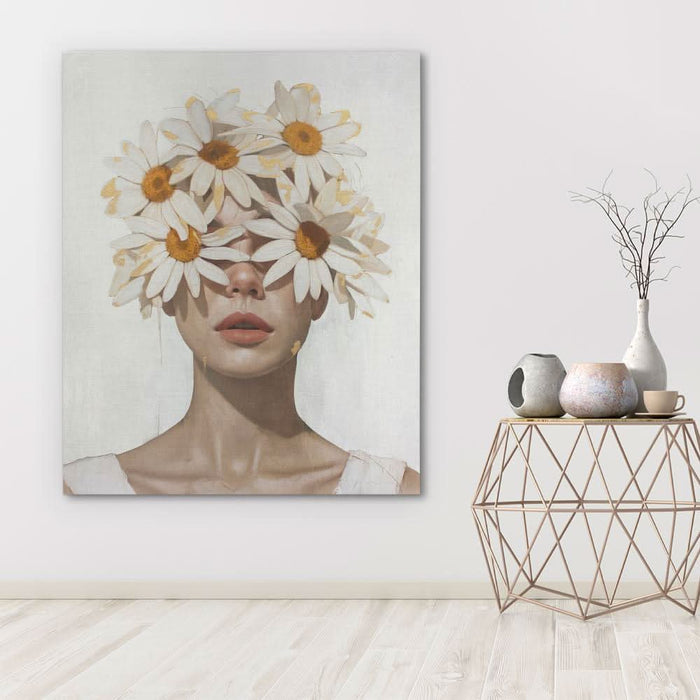 Chamomile Lady - Floral Wall Art in Black Frame