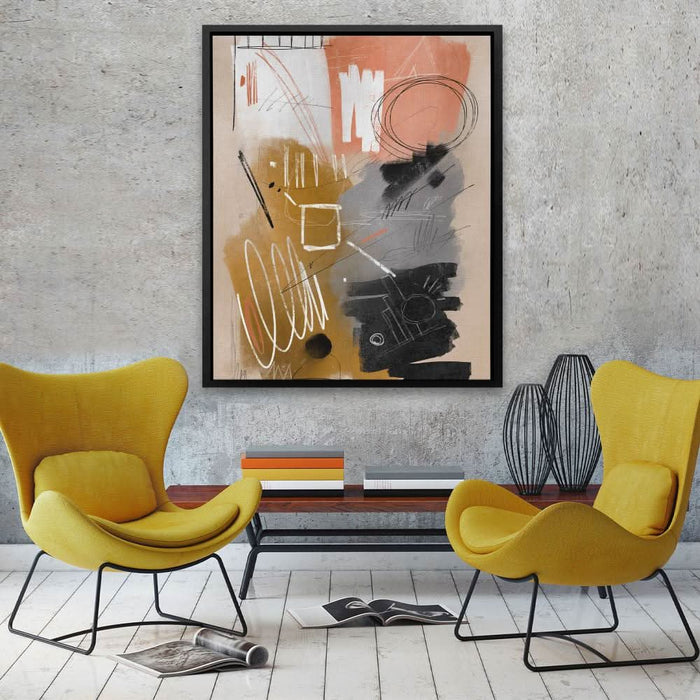 Chaotic Lines - Gray Wall Art in Black Frame