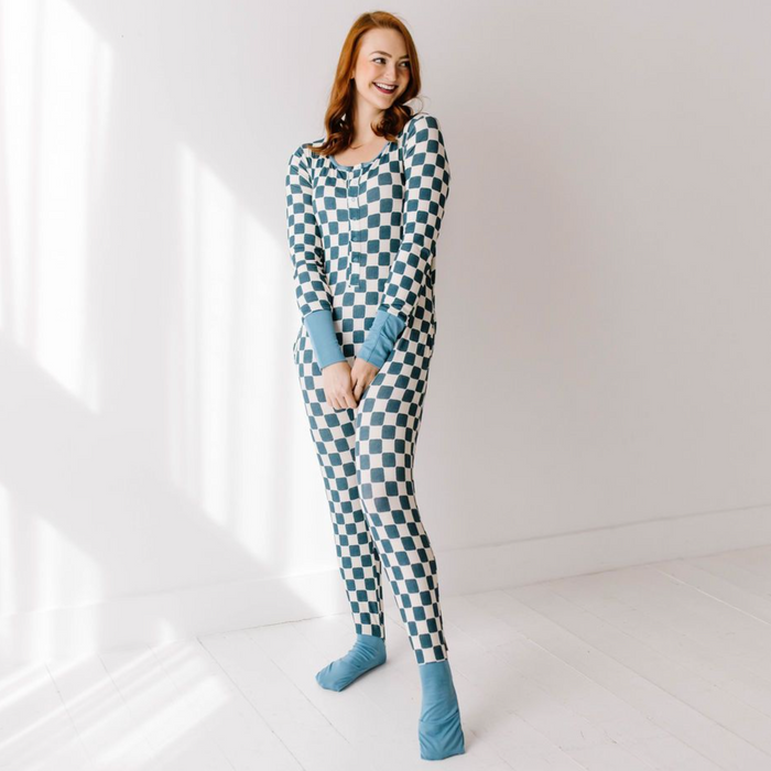 Checker Me Out At Your Leisure Snap Down Adult Romper