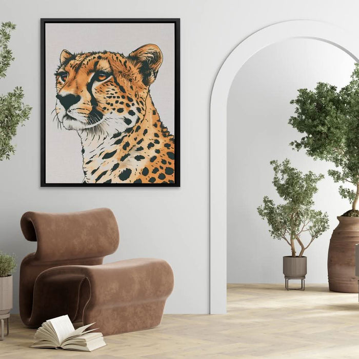 Cheetah Array - Big Cat Wall Art in Black Frame