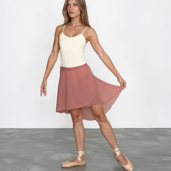 Chiffon Ballet Wrap Skirt - Womens Contemporary Dusty Rose Pink Skirt