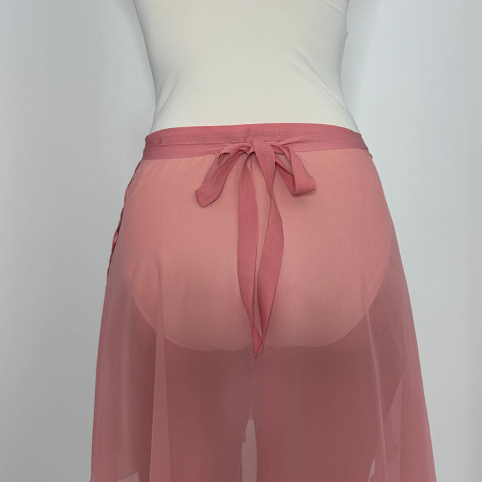 Chiffon Ballet Wrap Skirt - Womens Contemporary Dusty Rose Pink Skirt