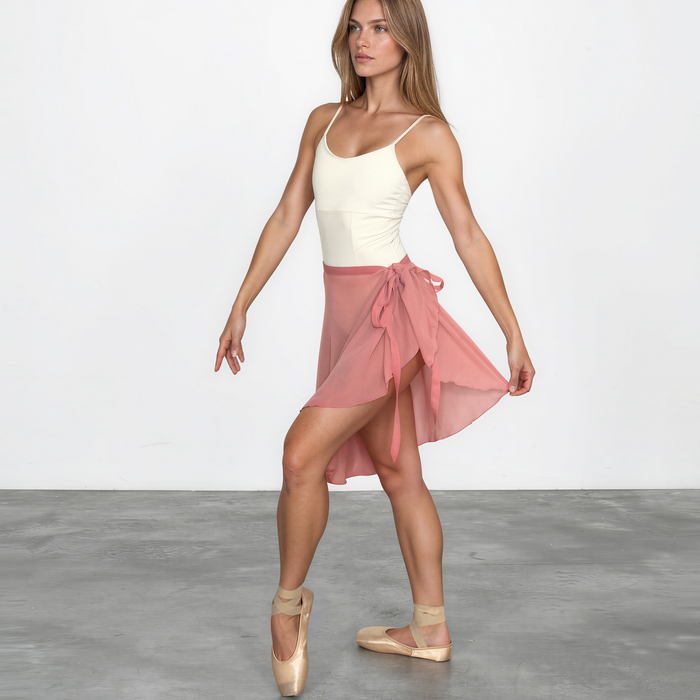 Chiffon Ballet Wrap Skirt - Womens Contemporary Dusty Rose Pink Skirt