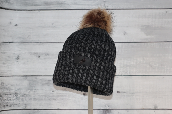 Child Acrylic Ribbed Cuff with Pom Hat