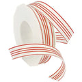 Christmas Grosgrain Wired Ribbon - Red/White - Single Roll