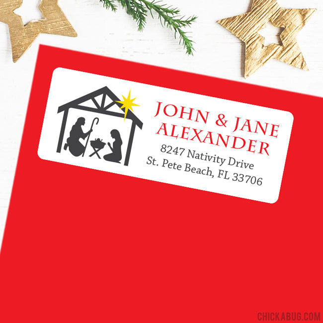 Christmas Nativity Silhouette Address Labels