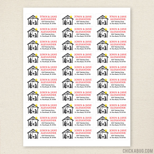 Christmas Nativity Silhouette Address Labels