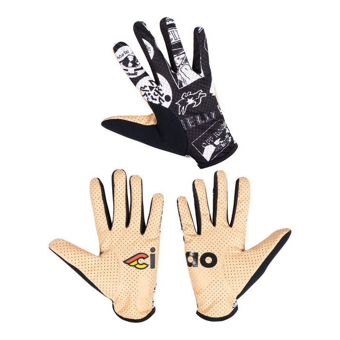 Cinelli Supercorsa Long FInger Cycling Gloves (Black/White Cinelli Pattern)