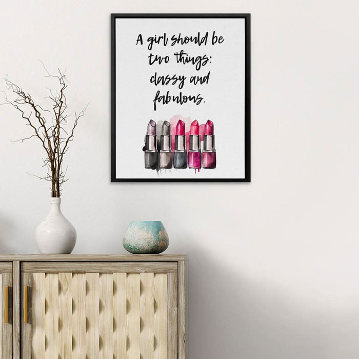 Classy And Fabulous - Lipstick Wall Art in Black Frame