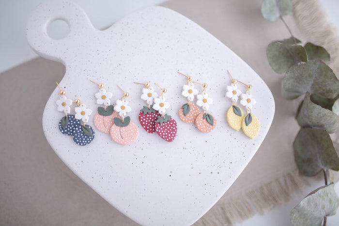 Clay Earrings | Fruit Blossoms | Picnic Basket Collection